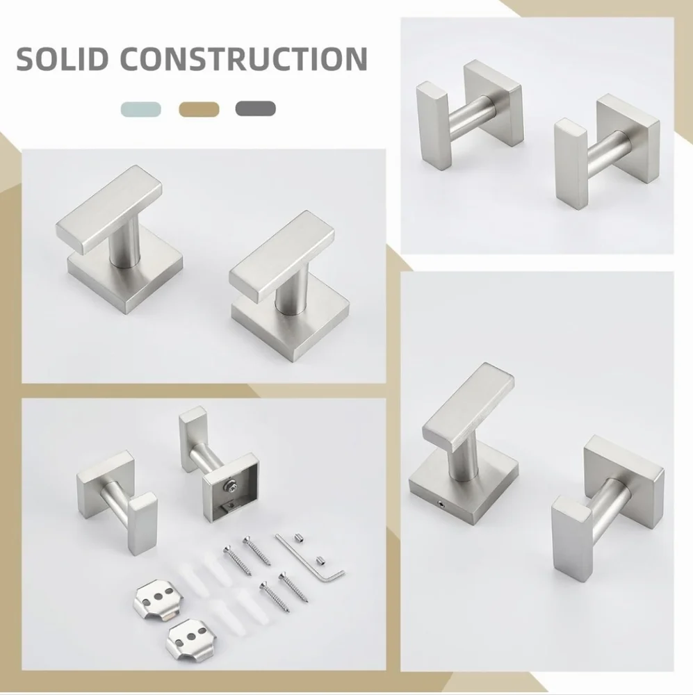 Sleek Silver Geometric Wall Hooks